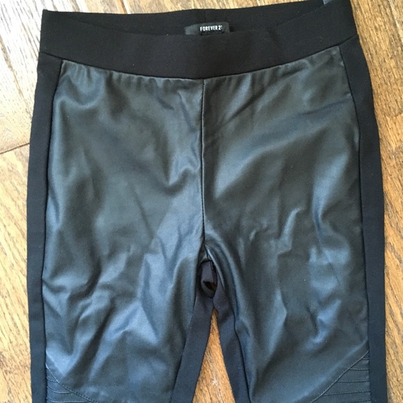 Forever 21 Faux Leather Front Leggings - Picture 3 of 4